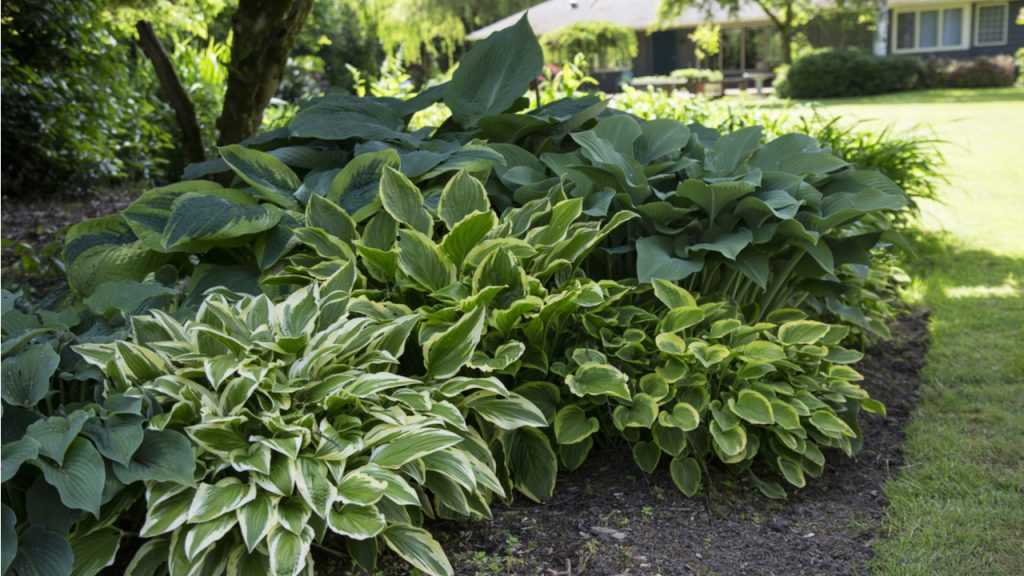 Blumenbeet mit ganz vielen Funkien