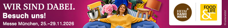 Wir sind dabei: Heim+Handwerk, Messe München, 25.–29. November 2026. Besuch uns!